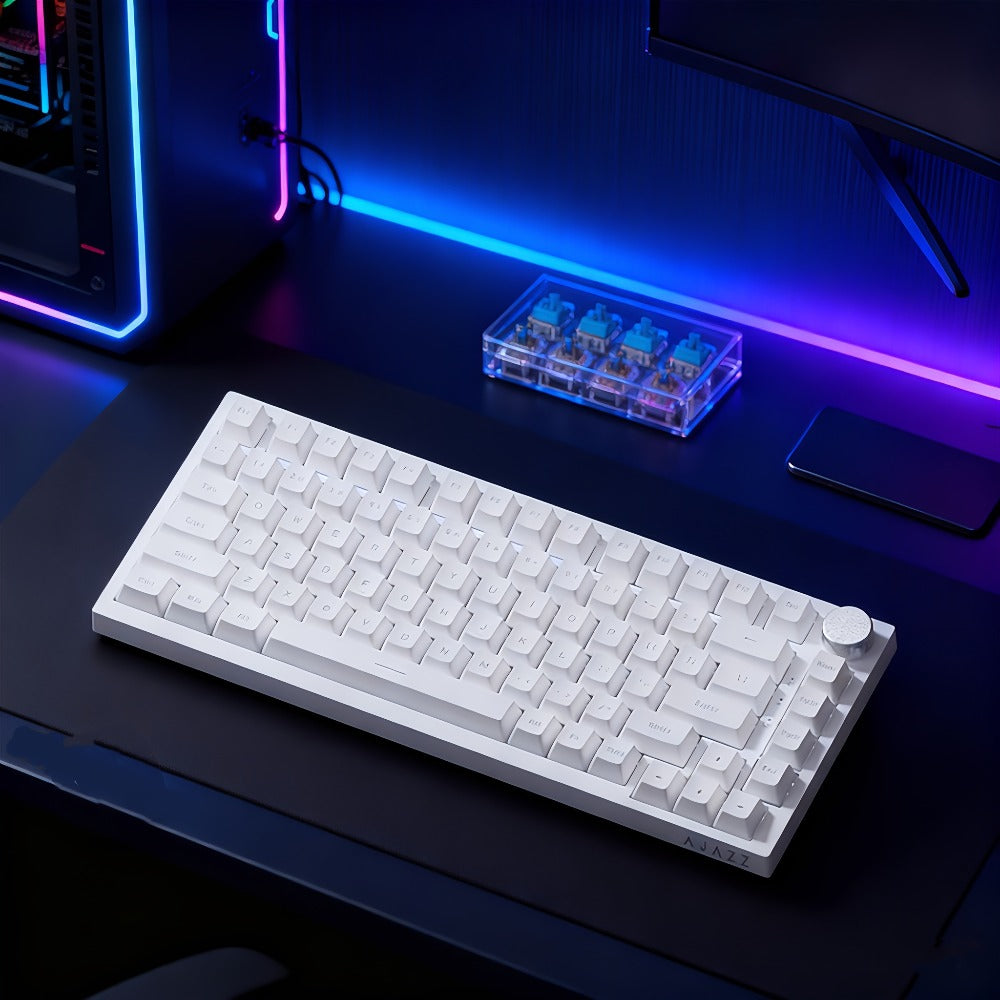 Hot Swap Gasket Mechanical Keyboard AJAZZ AK820 75% – Wireless 2.4GHz & Wired, Volume Knob, South-Facing RGB, Poron Foam, PBT Keycaps, Programmable, 11 Switch & Color Options for PC & Mac