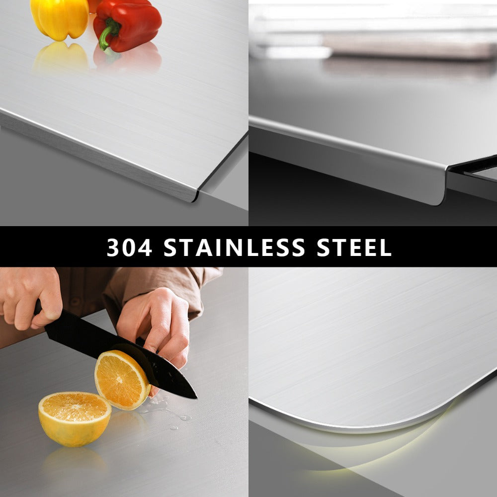 Stainless Steel Cutting Board – 304 Grade Butcher Block Rolling Board, Large Kitchen Chopping Board for Meat, Vegetables & Bread, Non-Slip Household Kitchen Supplies