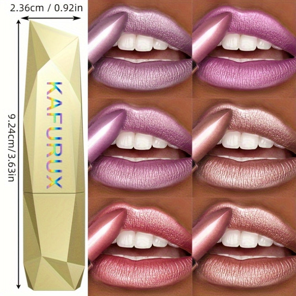 Shimmer Lipstick Set 6 Piece water-resistant extended-wear Glossy Lip Color Coral Pink Red Purple Shades Makeup Kit for Women Travel Party