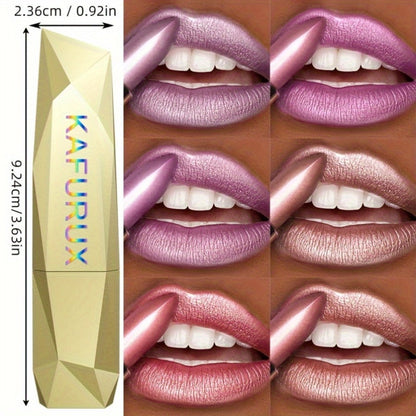 Shimmer Lipstick Set 6 Piece water-resistant extended-wear Glossy Lip Color Coral Pink Red Purple Shades Makeup Kit for Women Travel Party