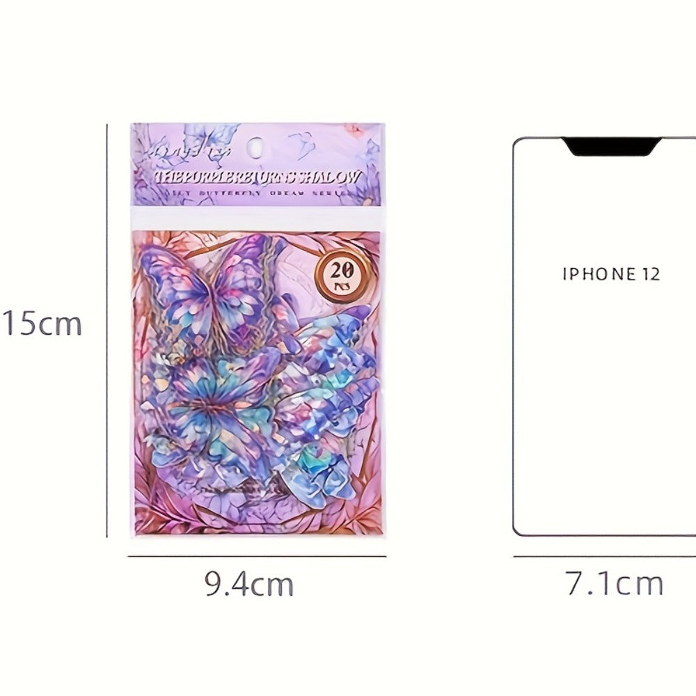 3D Butterfly Stickers 120pcs Holographic Glitter Resin Clear Aesthetic Decal Pack for an Everyday Personal Care Routine