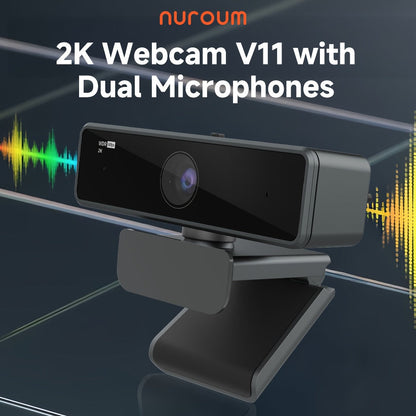 4K Webcam AI Auto Framing True Autofocus with Dual Noise Canceling Mics & 90° FOV – NUROUM V11/V15/V32 Plug and Play USB Camera for Zoom Meetings, Gaming & Home Office, 1080P/2K/4K