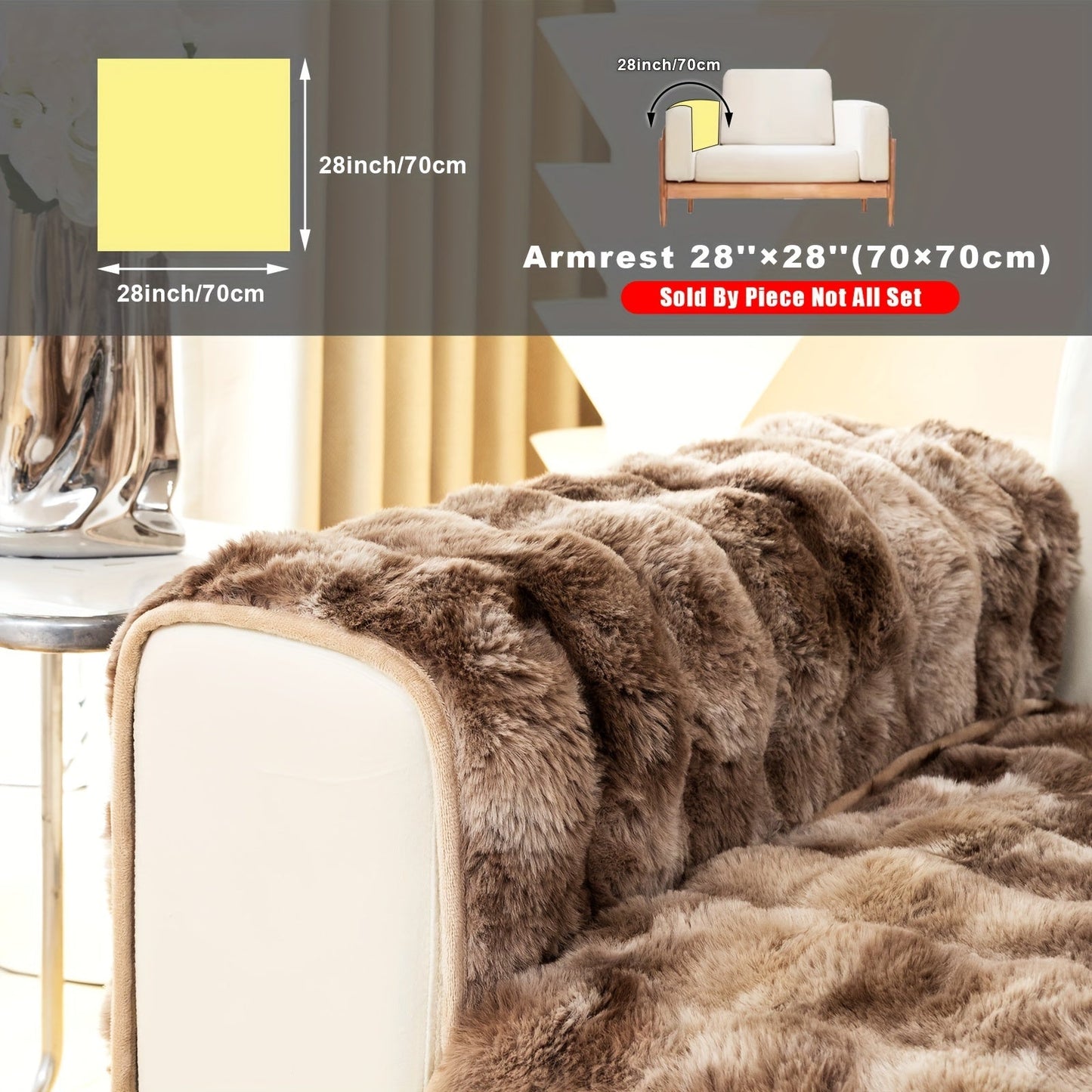 Sofa Cover, Faux-Lamb Plush Gradient Couch Pad in Five Colors with Armchair, Backrest and Seat Sizes