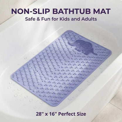 Perforated Suction-Cup Bathtub Mat with 75 × 43 cm Size, Blue or Light Gray Options and Full-Surface Drain Holes