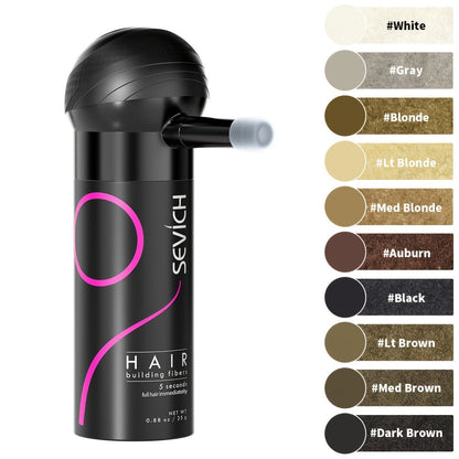 Compact Two-Piece Hair Fiber Set with Spray-Head Containers in Black, Dark Brown or Medium Brown