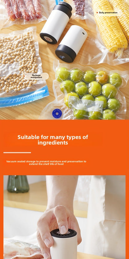 Cordless Handheld Vacuum Sealer Pump with One-Button Control, 5V Charging and Multiple Attachment Set