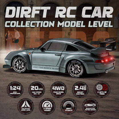 RC Drift Car S814 1:24 Scale Sports Car with Remote Controller, Display Cones and Five Color Selections