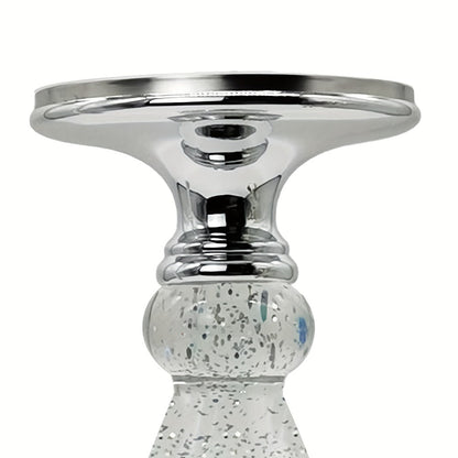 Candle Holder LED Swirl Globe Pedestal with Acrylic Water Chamber, Top Candle Tray and Silver, Gold or Santa Options