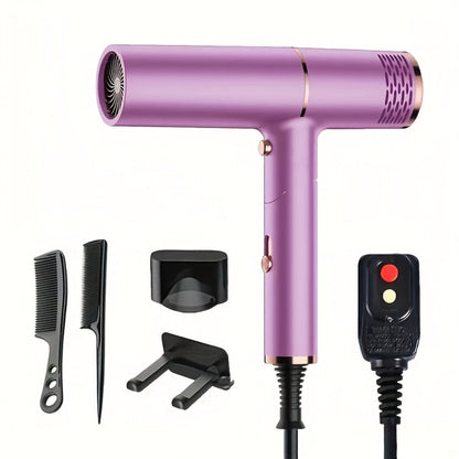 Foldable Hair Dryer with Concentrator Nozzle & Stand — Bristle Motor Hot & Cold Air, Quick Dry Professional Blow Dryer for Women & Men, Home Travel Dorm, White Blue Pink Champagne