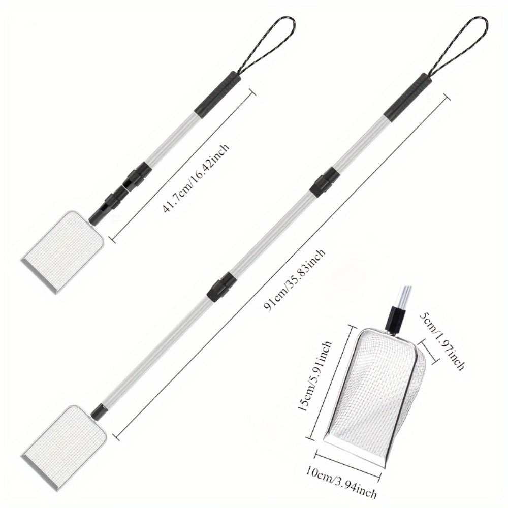 Telescopic Stainless Steel Beach Sand Sifter Scoop with Three-Section Handle, 1- or 2-Piece Options