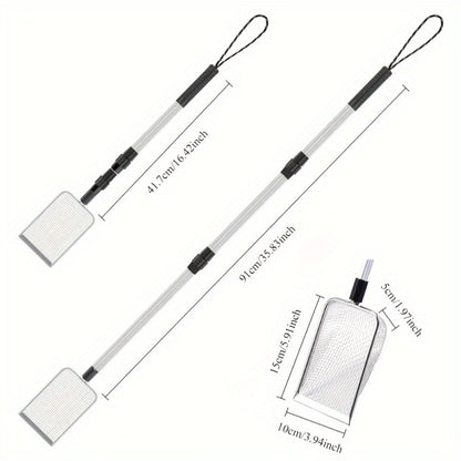 Telescopic Stainless Steel Beach Sand Sifter Scoop with Three-Section Handle, 1- or 2-Piece Options