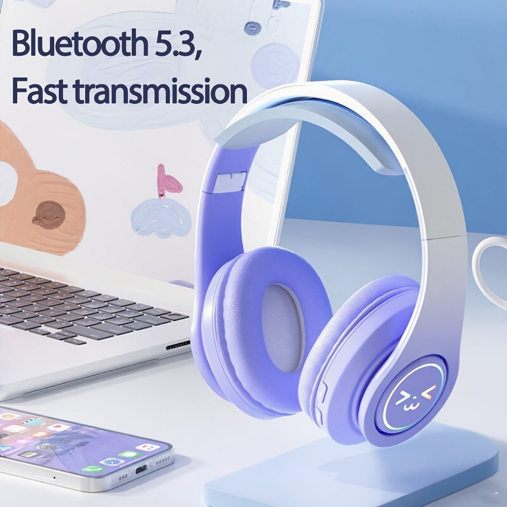 Foldable ANC Over-Ear Headphones with Bluetooth 5.3, Microphone and Four Gradient Color Hook Sets