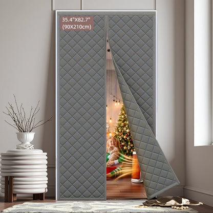 Quilted Magnetic Door Curtain in Grey or Brown with Six Exact Widths and 82.7-Inch Listed Length