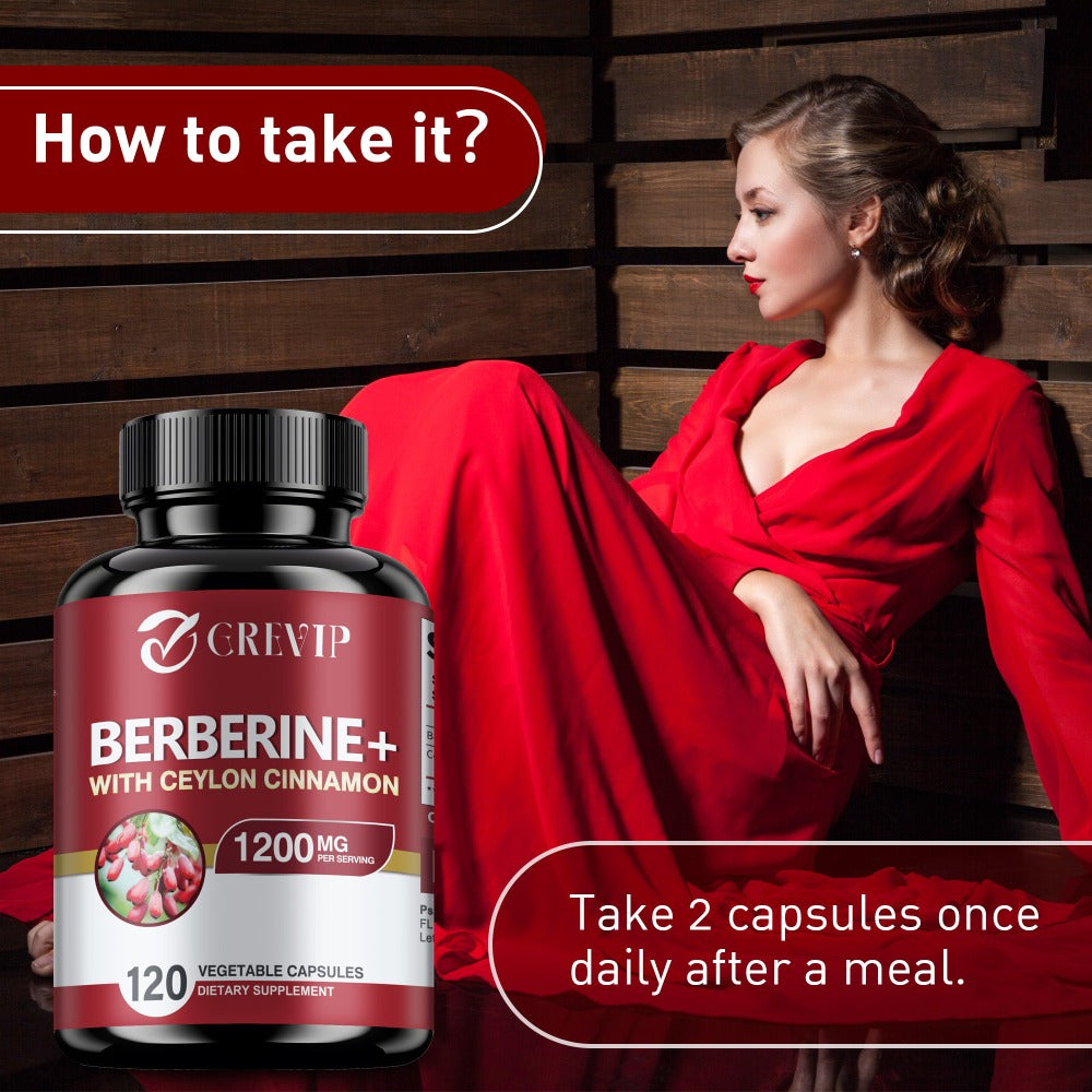 Dietary Supplement Berberine HCl and Ceylon Cinnamon Capsules, 120 Count with Multi-Bottle Options