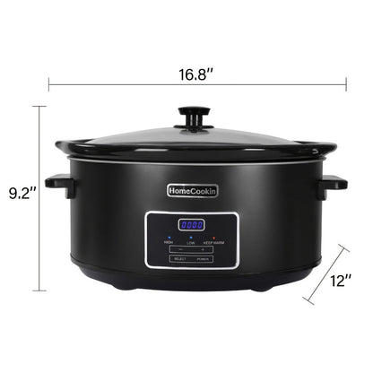 Slow Cooker 7.5 Quart Digital Programmable with Timer Ceramic Pot Stainless Steel Housing 3 Heat Settings Low High Keep Warm Large Capacity for Family Dinners Holiday Feasts Serves 10 Plus People