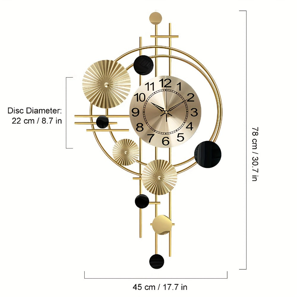 Cast Iron Wall Clock Large Modern Silent No-Ticking Irregular Digital Wall Art Decor for Living Room Bedroom 30.7 x 17.7 Inch Industrial Home Decoration Unique Big Clock