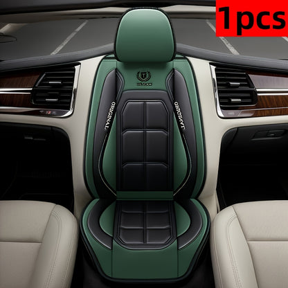 Car Seat Covers Sporty Faux Leather Full-Coverage Front Seat Design in Green or Blue Options