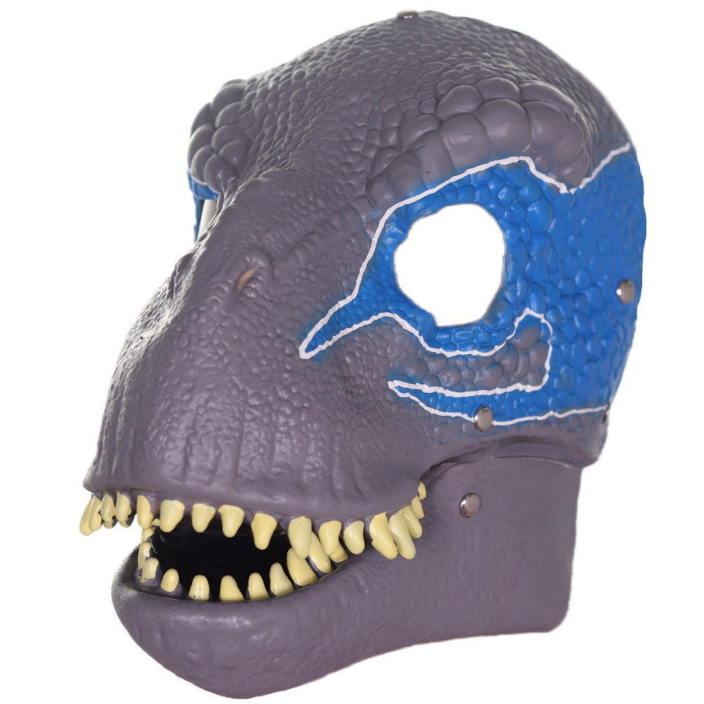 Full-Head Dinosaur Costume Mask with Openable Jaw, 8.26-Inch Height and Orange, Gray or Green Designs