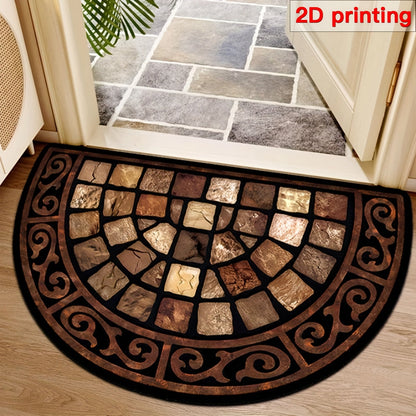 Door Mat Semi Circle Non-Slip | Luxury Velvet Entryway Living Room