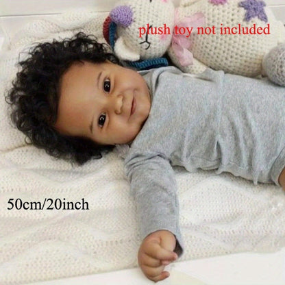 Reborn Doll Maddie 20-Inch Full Soft Vinyl Figure with Hand-Rooted Dark Hair, Acrylic Eyes and Accessory Set