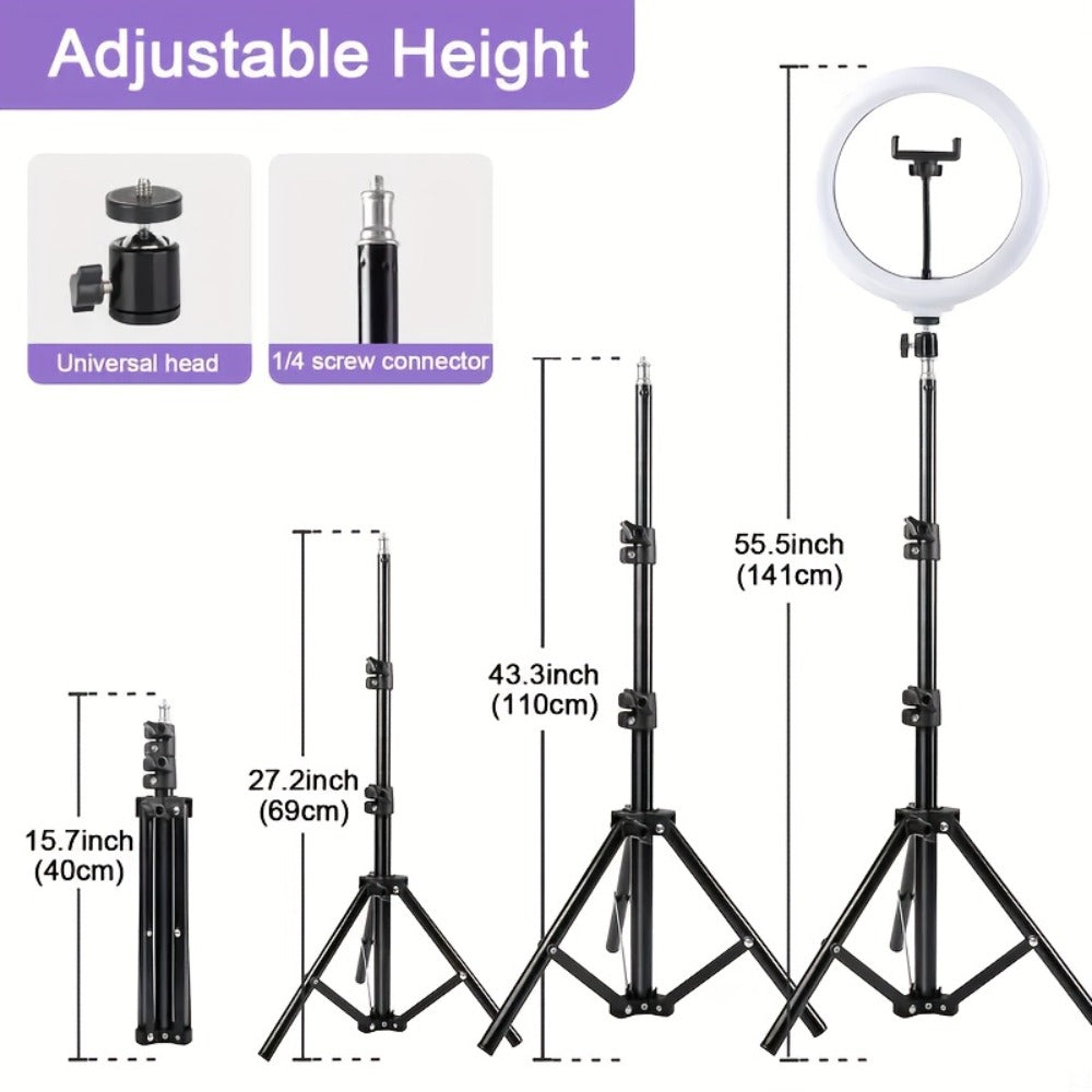 10-Inch Ring Light with Inline Cable Controls, Phone Holder and Desktop Bracket or Mini Tripod Options