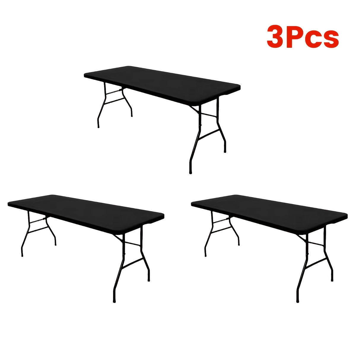 Tablecloth Elastic Cover Set for 6-Foot Rectangle Tables in 3, 6, 9 or 12 Pieces and Three Colors