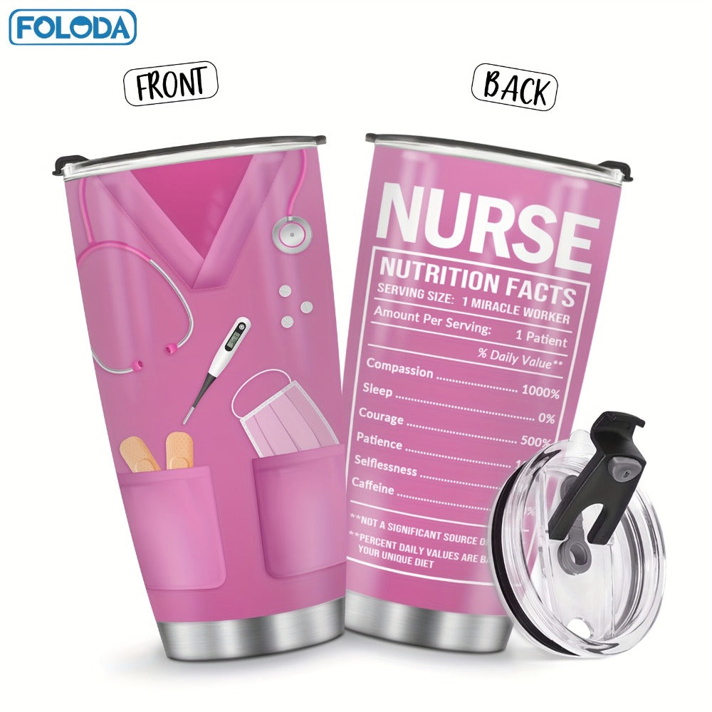 Insulated Tumbler 20oz Nurse Graphic Stainless Steel Vacuum Travel Mug in Four Color Options