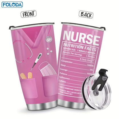 Insulated Tumbler 20oz Nurse Graphic Stainless Steel Vacuum Travel Mug in Four Color Options