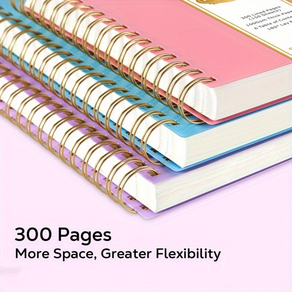Large 300-Page Spiral Notebook with 8.5 x 11 Inch Ruled Pages and Six Hardcover Color Options