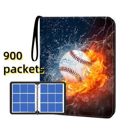 900-Slot Trading Card Storage Binder with 50 Removable 9-Pocket Pages and Zip-Around PU Cover