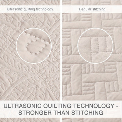 Three-Piece Lightweight Microfiber Quilt Set with Pillow Shams in Ten Size and Color Options