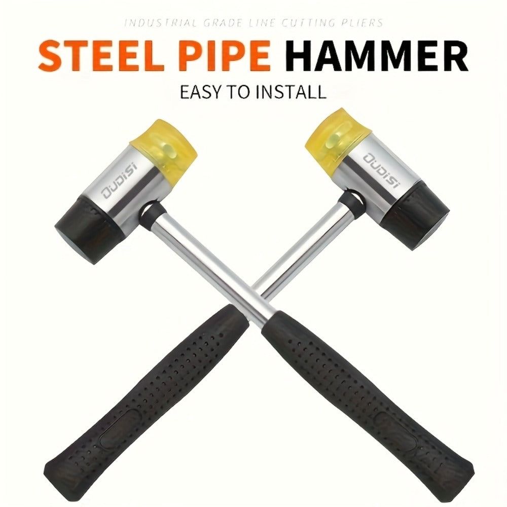 Double-Head Soft-Face Mallet with Steel Handle, Rubber Grip and Four Replaceable Head Sizes