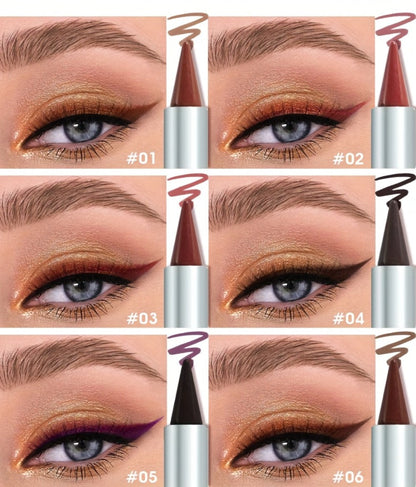 Six-Color Twist-Up Cream Liner Set for Makeup in Brown, Black and Red-Brown Shades with 3g Sticks