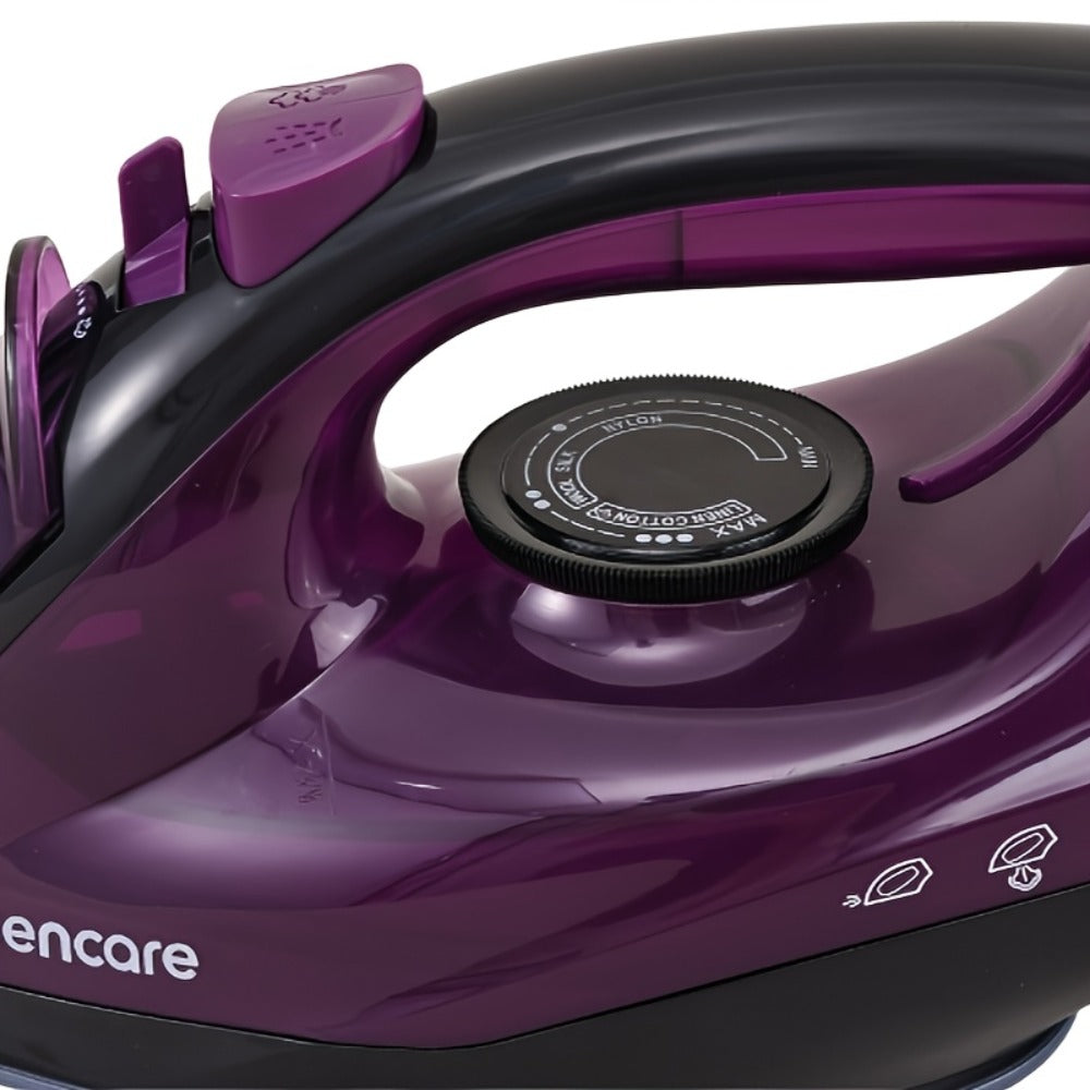 Pink Full-Size Steam Iron with Temperature Dial, Spray and Steam Buttons and 24 x 12 cm Pictured Body