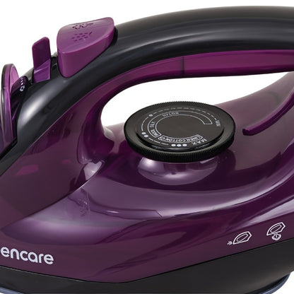 Pink Full-Size Steam Iron with Temperature Dial, Spray and Steam Buttons and 24 x 12 cm Pictured Body