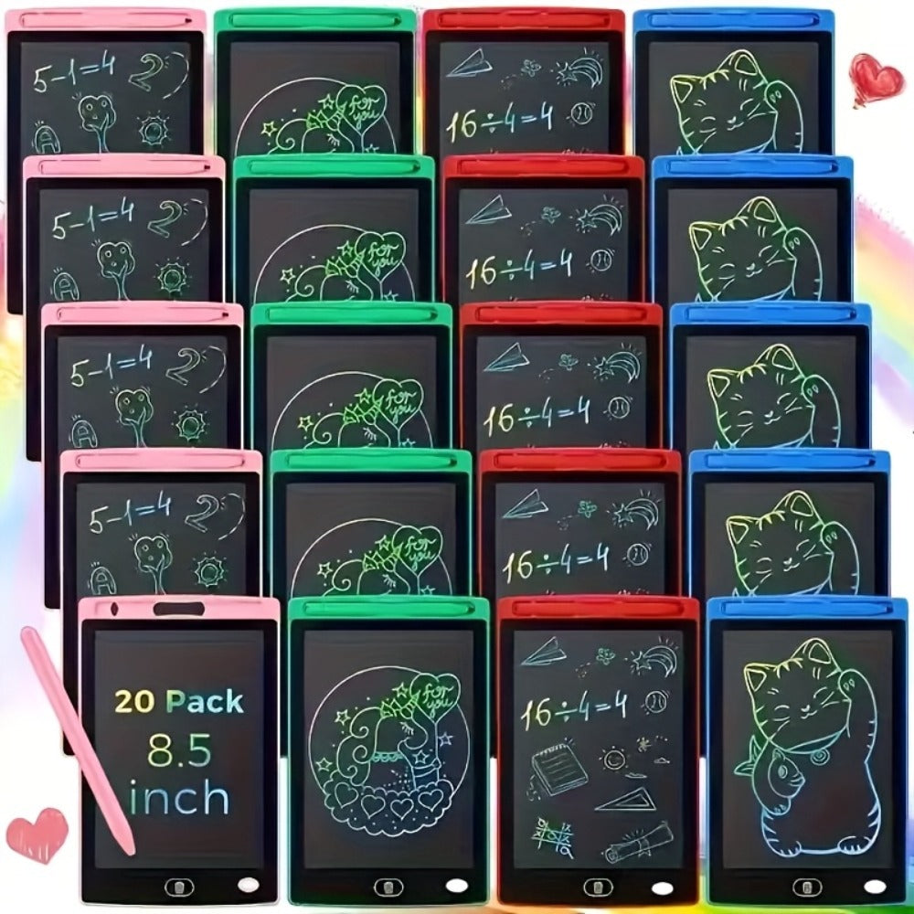 8.5-Inch LCD Drawing Tablets in 10- or 20-Piece Packs with Styluses and Multicolor Frames for Group Drawing