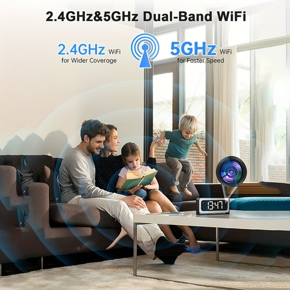 2K WiFi Clock Camera for Home, 5GHz & 2.4GHz Dual Band Wireless Indoor Security Camera, Nanny Cam Baby Monitor Dog Camera, Full Color Night Vision, Motion Detection, Two-Way Talk, Hidden Design
