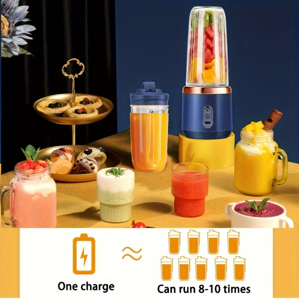 Portable Blender Family with Slim Digital Purple or White Models and Blue or Pink Double-Cup Options