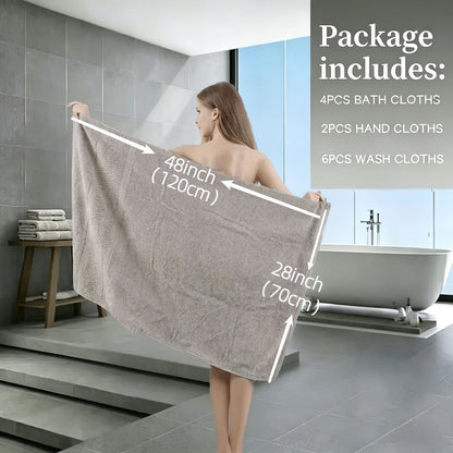 Luxury Towel Set 12 or 24 Piece Hotel Quality Cotton - Highly Absorbent Quick Dry Thick Bath Towels Hand Towels Washcloths | 7 Colors | Hotel Spa Gym Home Bathroom Essentials Gift Set