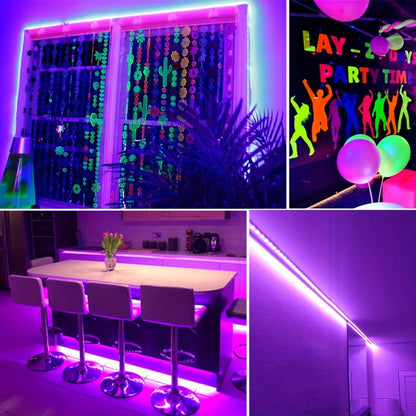 UV Black Light Bars & Strips 8-Piece Set – 385-400nm USB Powered 5V LED Blacklight for Glow Party, Halloween, Neon Party, Body Paint & Fluorescent Art (4x32cm + 4x250cm)