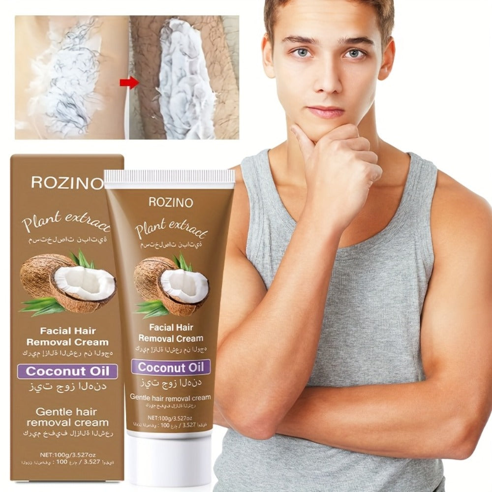 Hair Removal Cream ROZINO 100g Coconut Tube with Carton for Women’s External Body Grooming Routine