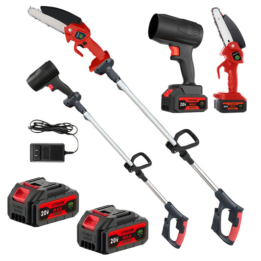 3-in-1 Cordless Pole Saw, Chainsaw & Leaf Blower – 5.8ft Telescopic Pole, 2 Batteries, for Tree Trimming, Gardening & Landscaping