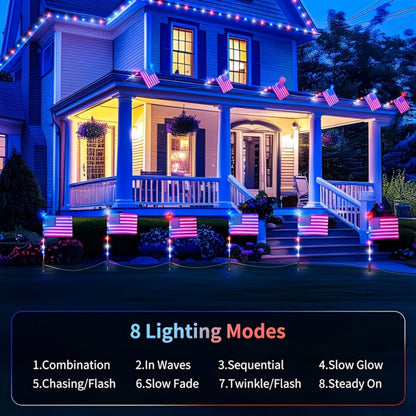 Solar Flag Ground Stake Lights with Separate Panel, 8 Lighting Modes and 8- or 16-Piece Sets