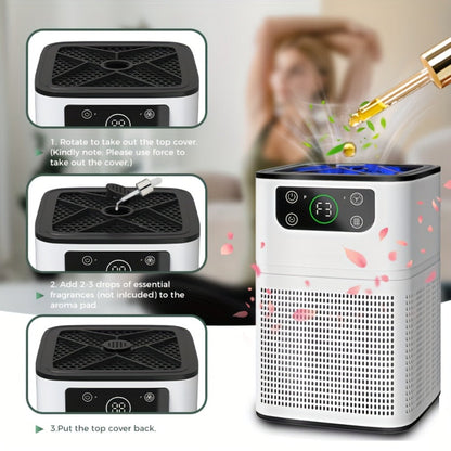 Air Purifier with HEPA Filter, Aroma Function, Quiet Sleep Mode and Compact White Room Design