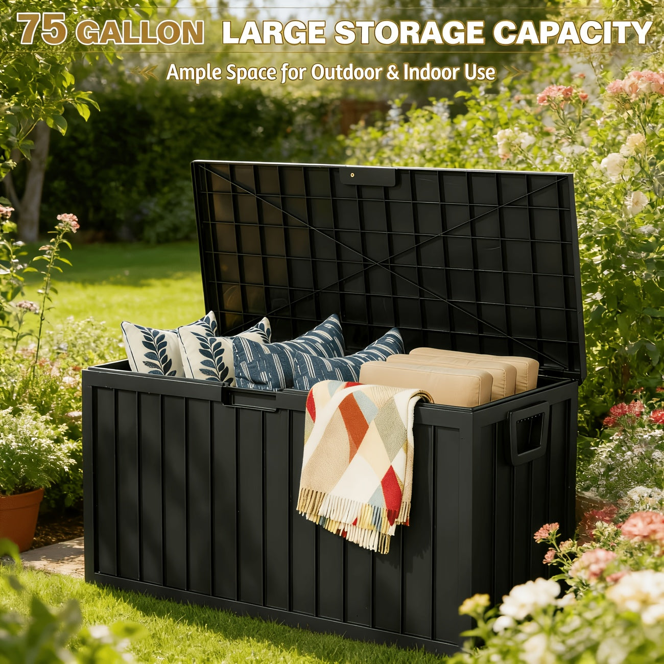 Deck Box Outdoor | Waterproof Lockable Pool Patio Garden Tool Storage