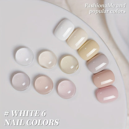 Gel Nail Polish Set 6 Colors White Shades Gentle White Collection - Milk Tea Cherry Blossom Pink Soak Off UV LED Long Lasting Spring Summer Nail Art Gel Polish for Women Salon Home DIY