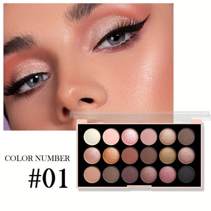 Eyeshadow Palette ANNA ROSE 18-Shade Compact with Pink-Brown Color Themes and Matte-Shimmer Finish Mix