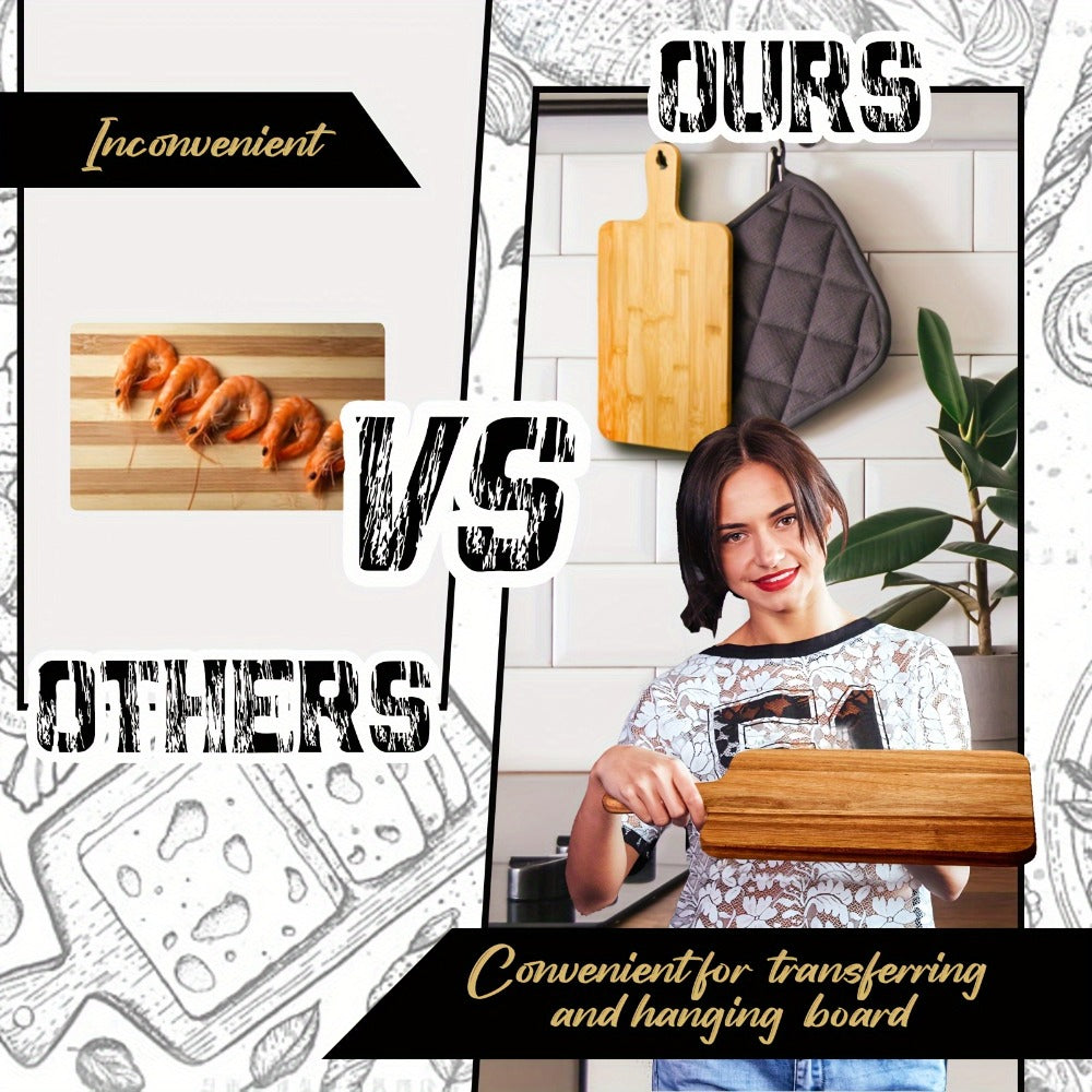 Cutting Board Acacia or Bamboo-Style Handle Boards in Five or Ten-Piece Sets, 15.7 x 7.8 Inches