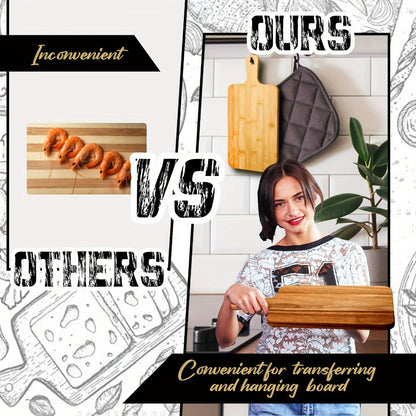Cutting Board Acacia or Bamboo-Style Handle Boards in Five or Ten-Piece Sets, 15.7 x 7.8 Inches