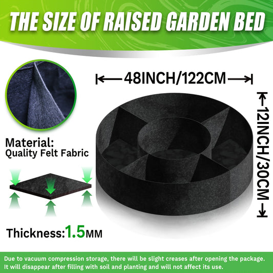 Fabric Grow Bag Round with Handle | Breathable Planter for Vegetables Potatoes Flowers | Indoor Outdoor Garden Bed 24 36 48 60 Inch Options